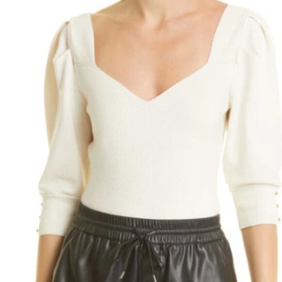 ba&sh Ivory Ribbed Knit Sweater - Picture 2 of 7